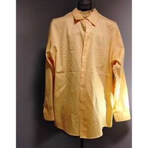 Arrow Mens Yellow Classic Fit No Iron Dress Shirt 17.5 34/35 Long Sleeve